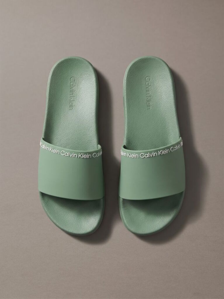 Green Contoured Logo Sliders  Men