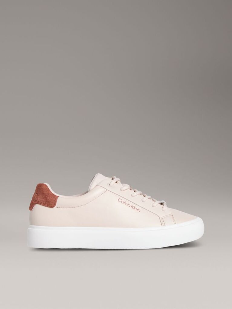 Beige Vulcanised Leather Trainers  Women