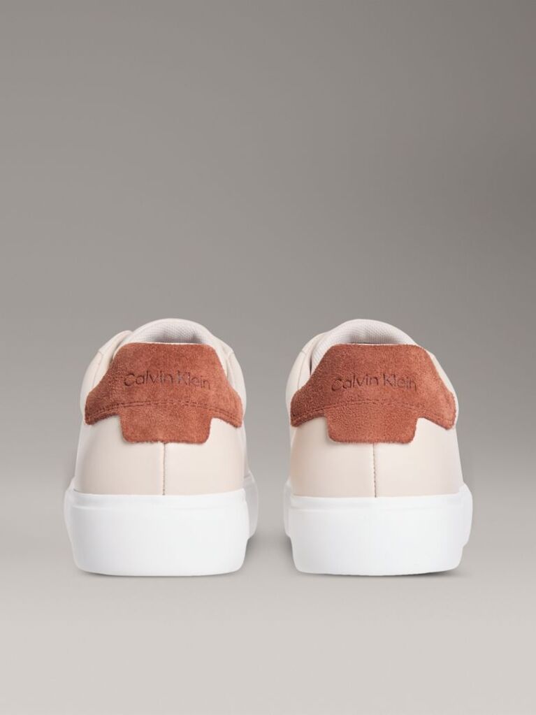 Beige Vulcanised Leather Trainers  Women