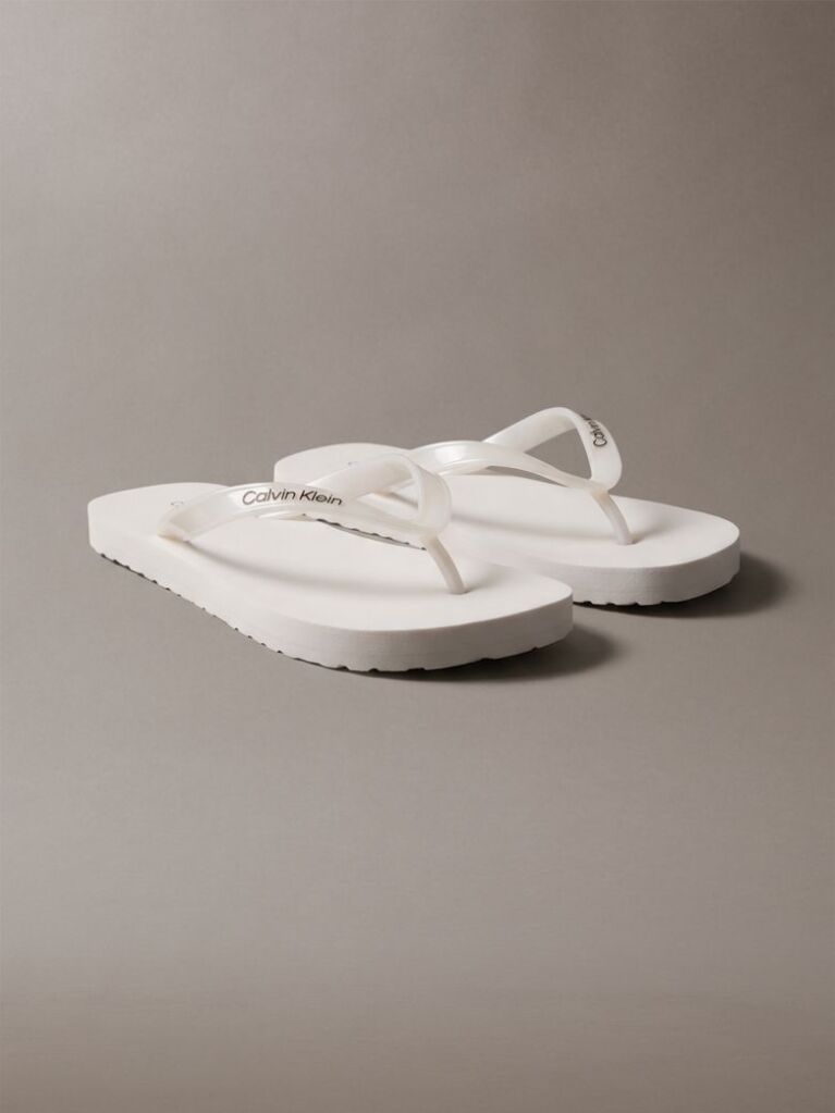 White Arwa - Metallic Pearlised Flip Flops  Women