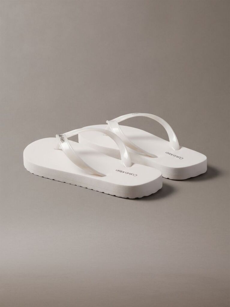 White Arwa - Metallic Pearlised Flip Flops  Women