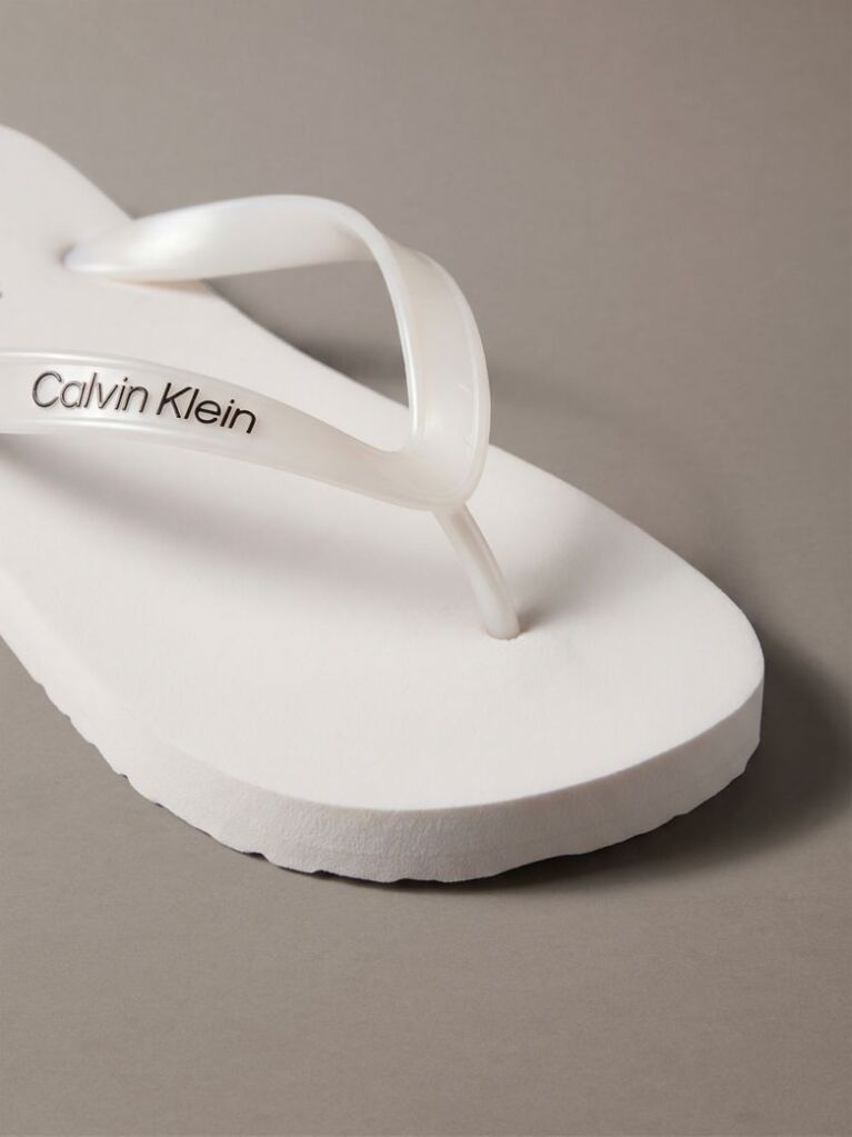 White Arwa - Metallic Pearlised Flip Flops  Women