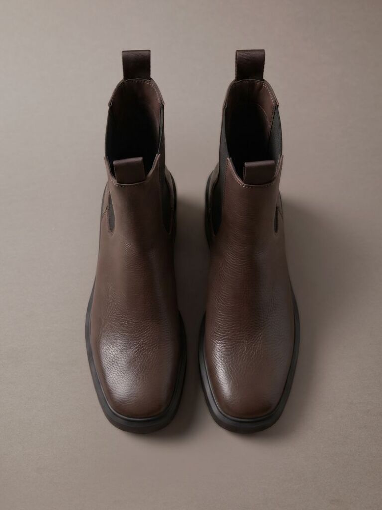 Brown Leather Block Heel Chelsea Boots  Women