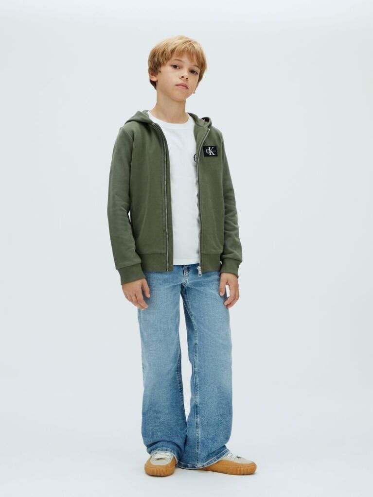 Green Terry Zip Up Hoodie  Boys