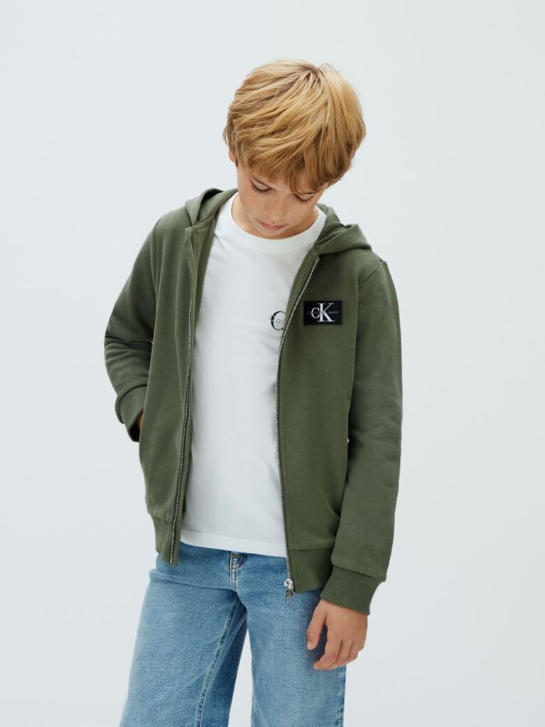 Green Terry Zip Up Hoodie  Boys