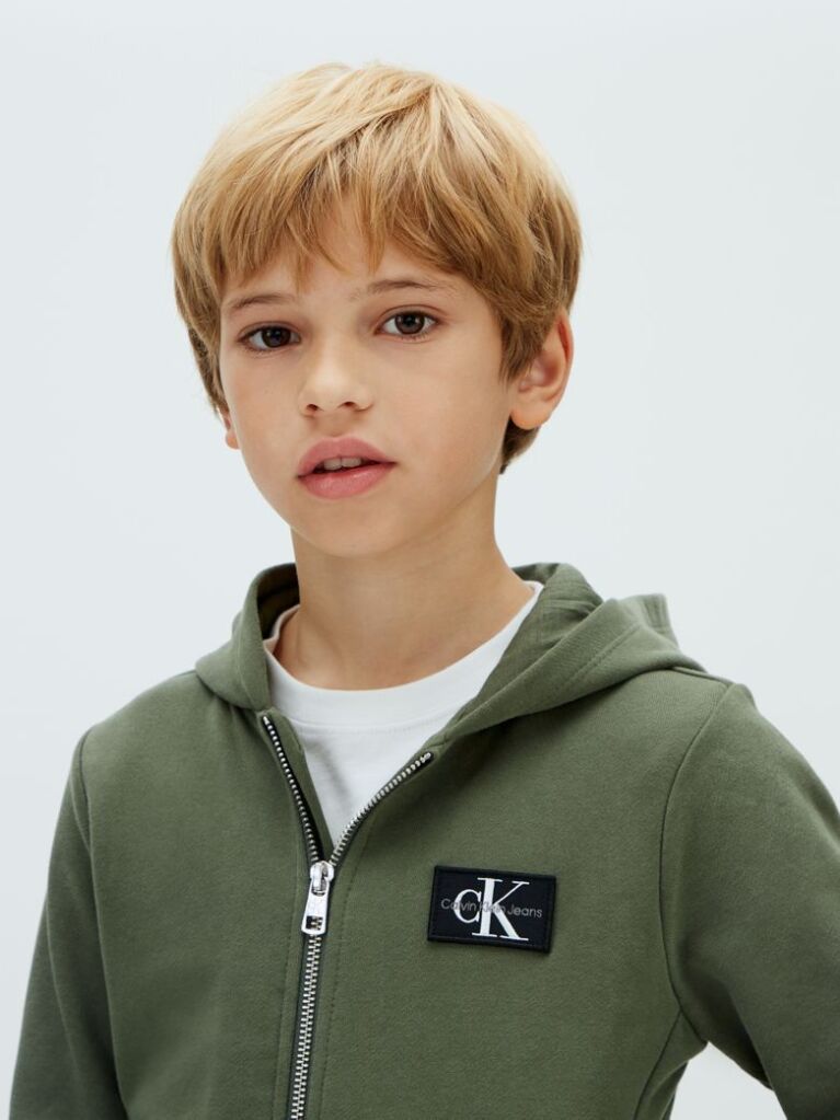 Green Terry Zip Up Hoodie  Boys