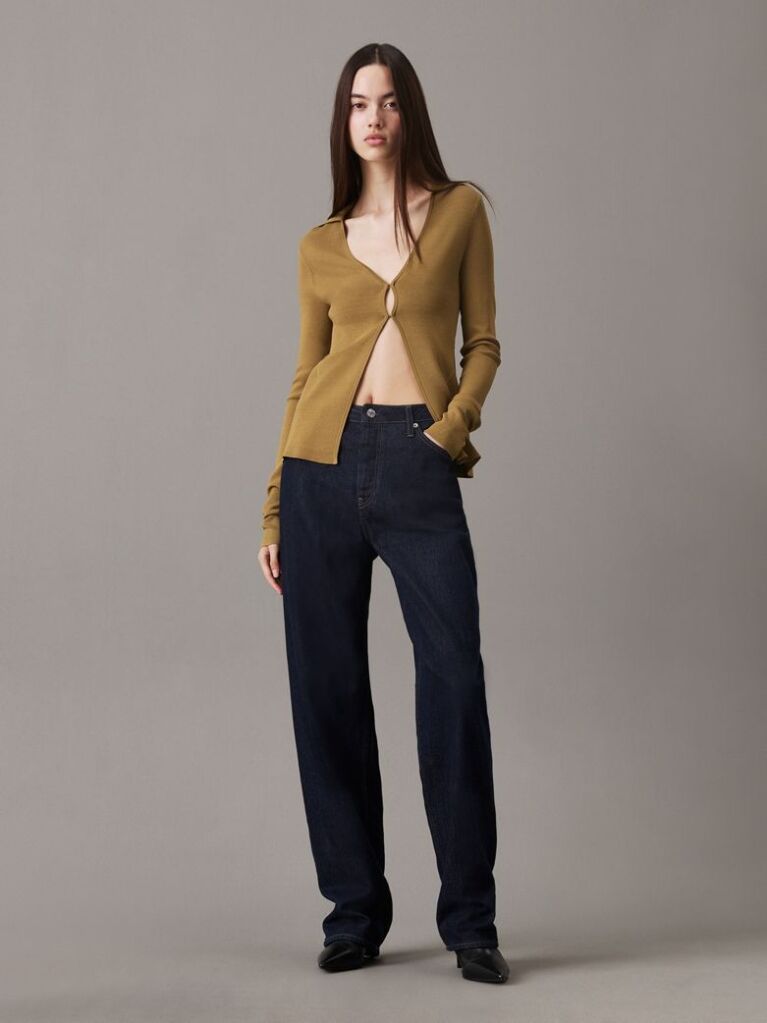 Green Slim Stretch Knit Cardigan  Women