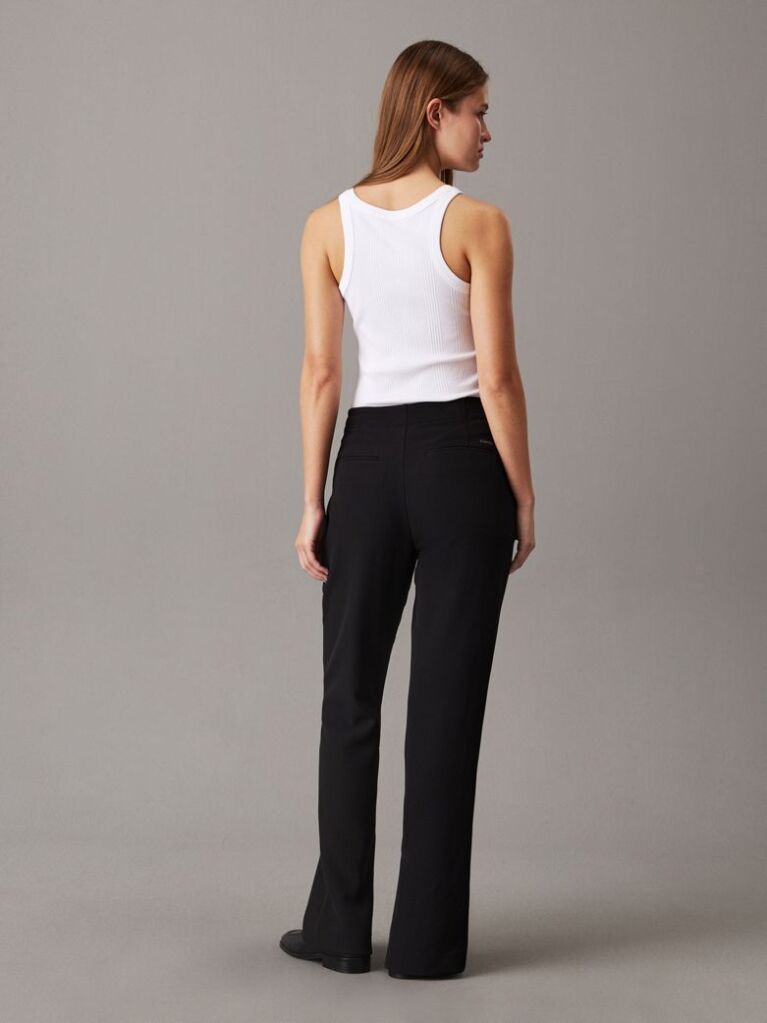 Black Slim Crepe Split Hem Trousers  Women