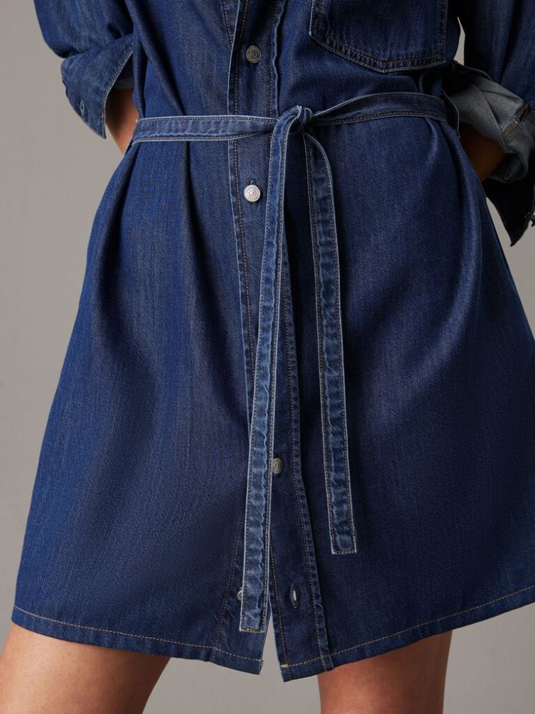 Denim Belted Denim Shirt Dress  Women