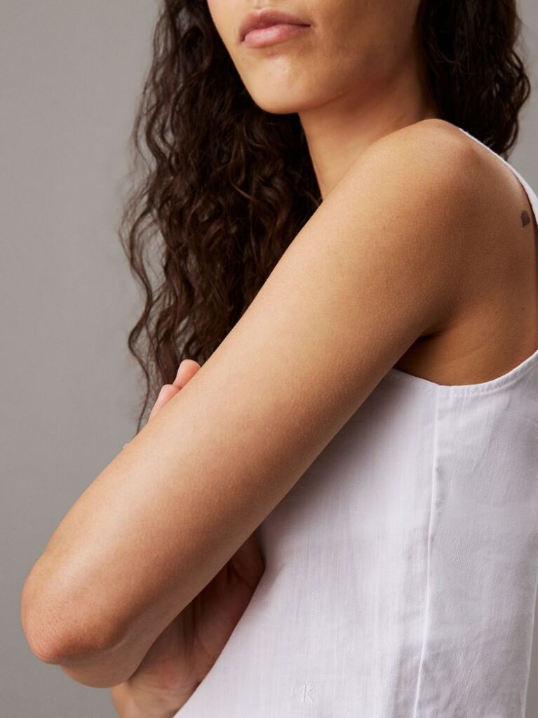 White Soft Cotton Linen Twill Top  Women