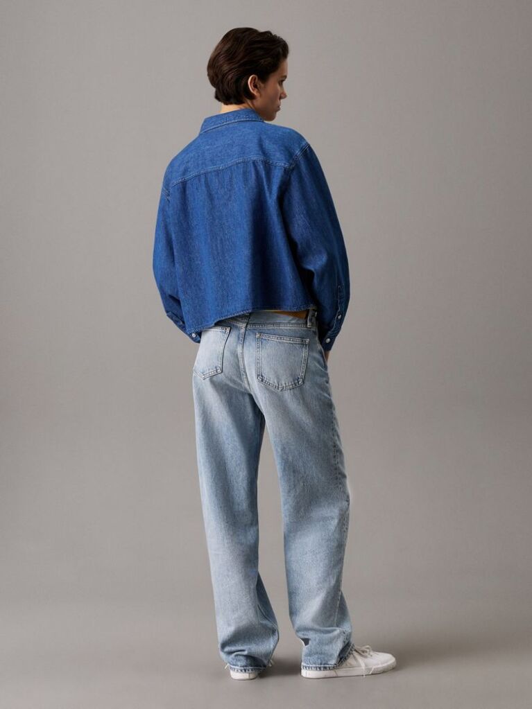 Denim Cropped Denim Dad Shirt  Women