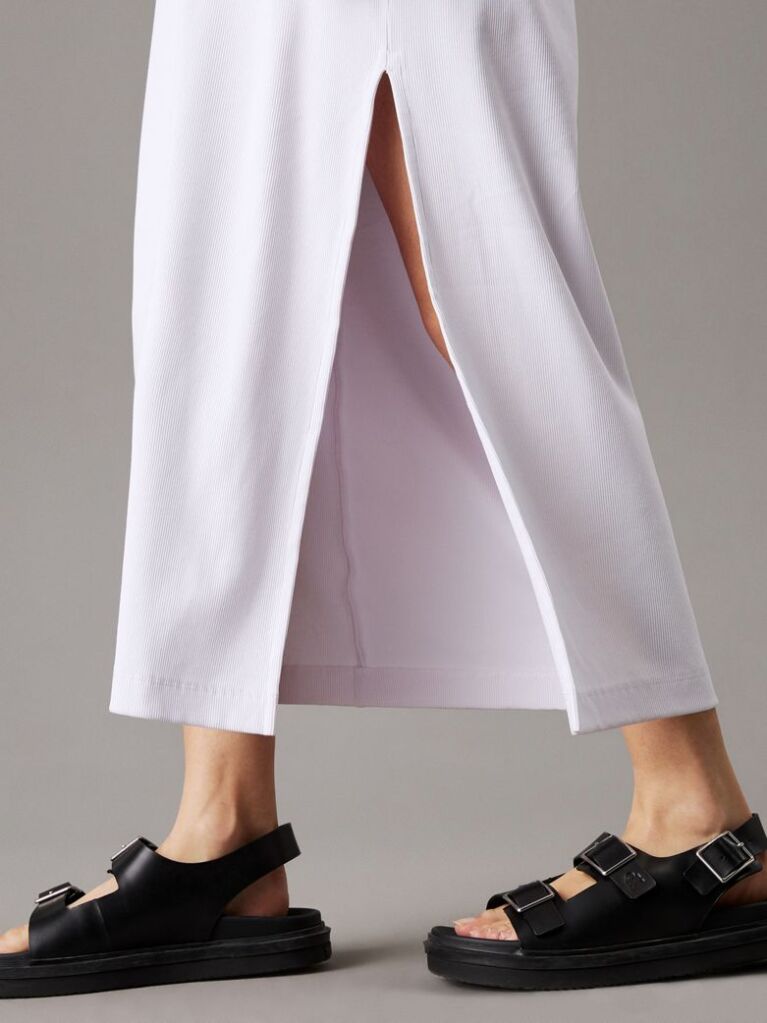 White Ribbed Cotton Maxi T-shirt Dress  Women