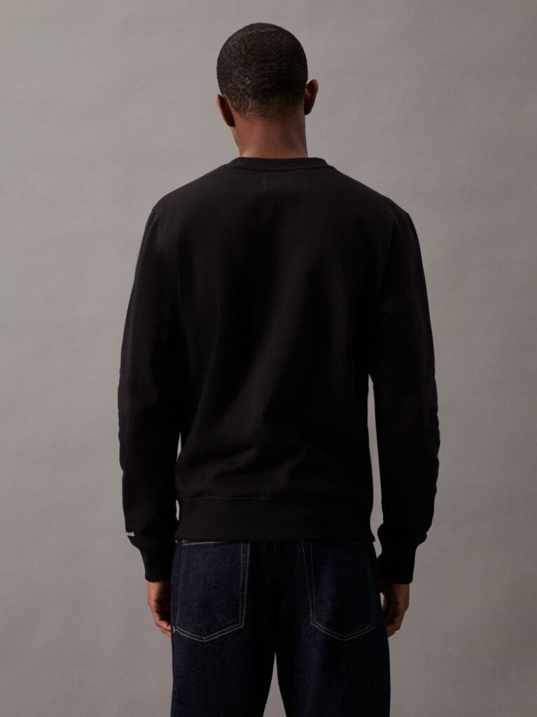Black Cotton Blend Fleece Sweatshirt  Men