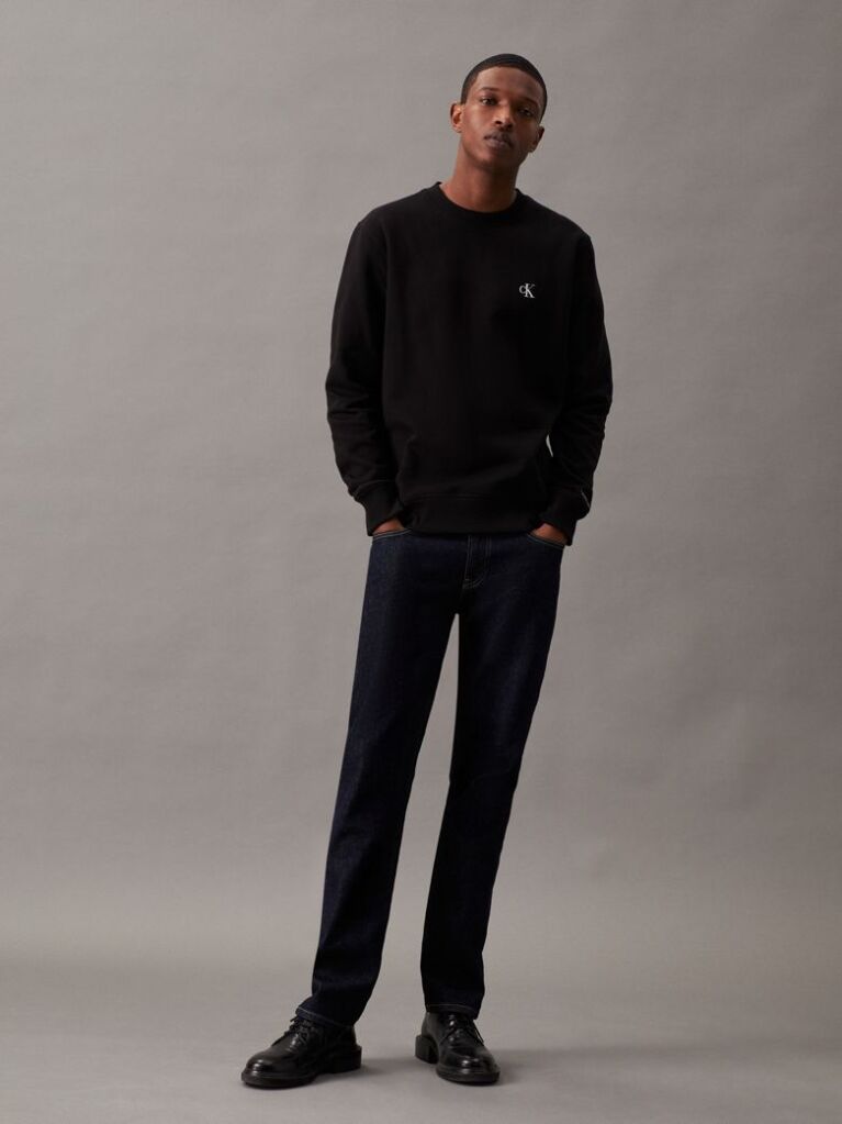 Black Cotton Blend Fleece Sweatshirt  Men
