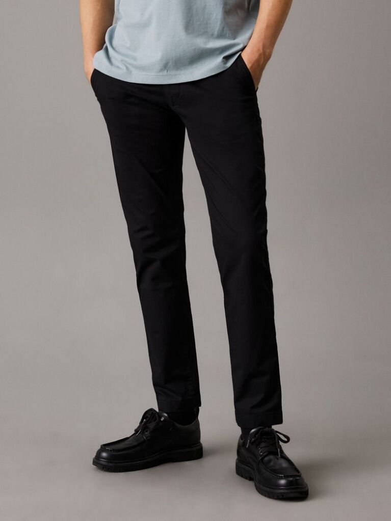 Black Tapered Chino Trousers  Men