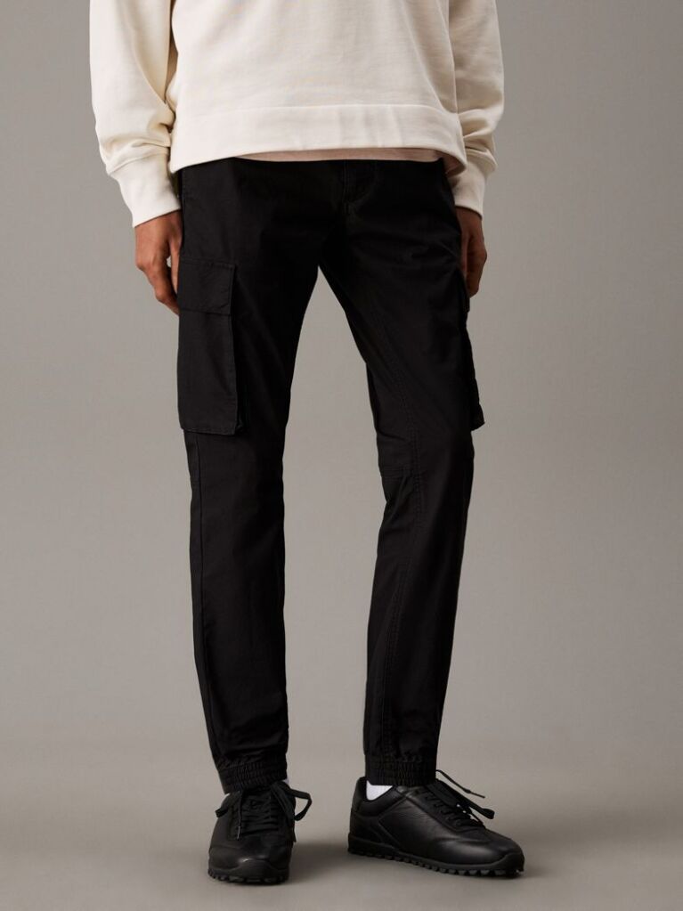 Black Skinny Ripstop Cargo Pants  Men