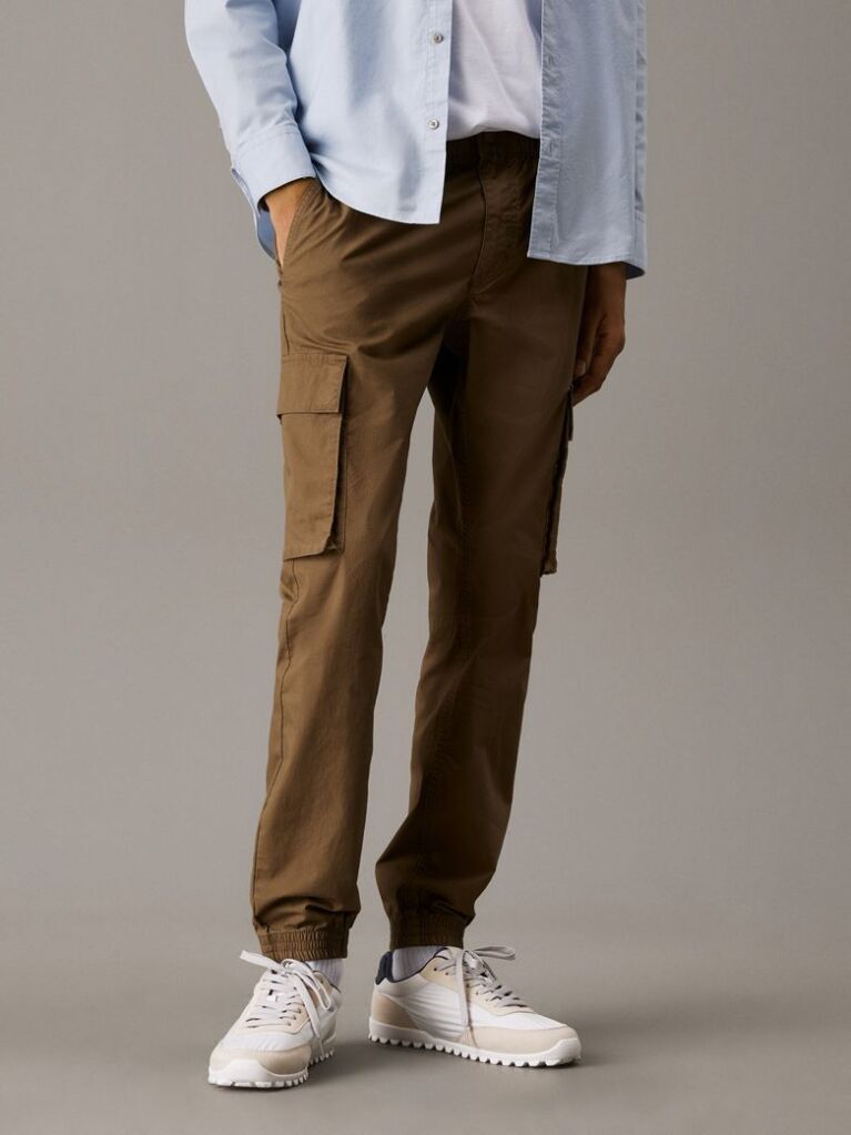 Brown Skinny Ripstop Cargo Pants  Men