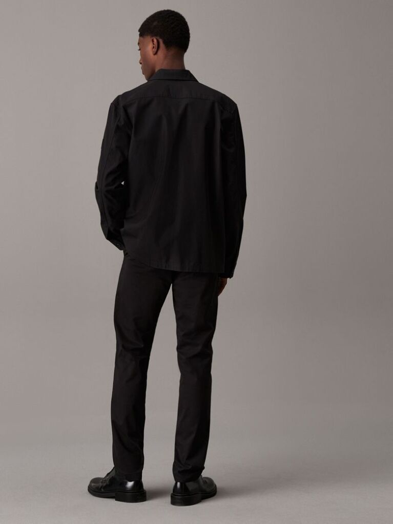 Black Slim Sateen Chino Trousers  Men