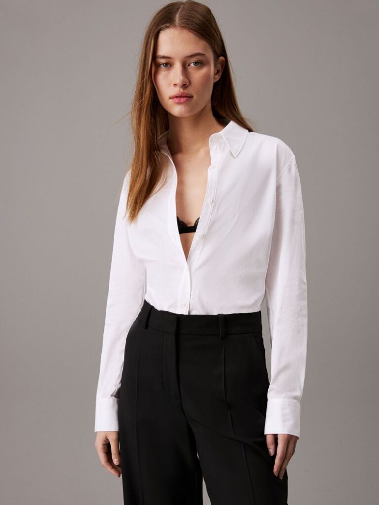 White Slim Stretch Shirt  Women