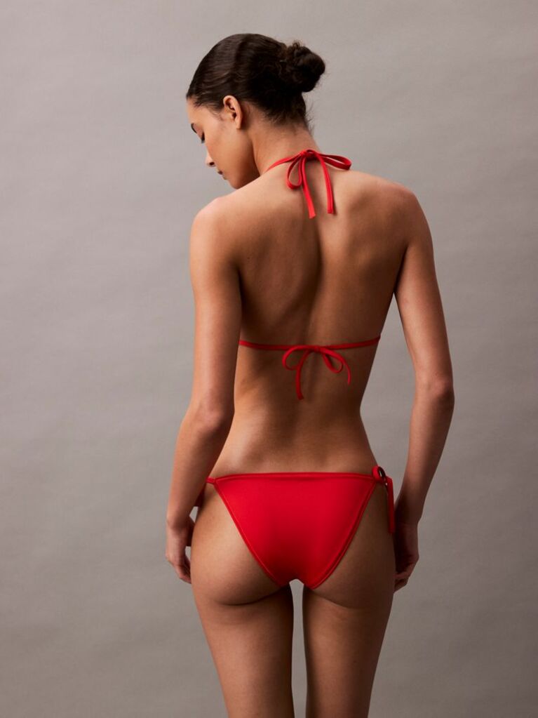 Red Tie Side Bikini Bottoms - CK Monogram  Women