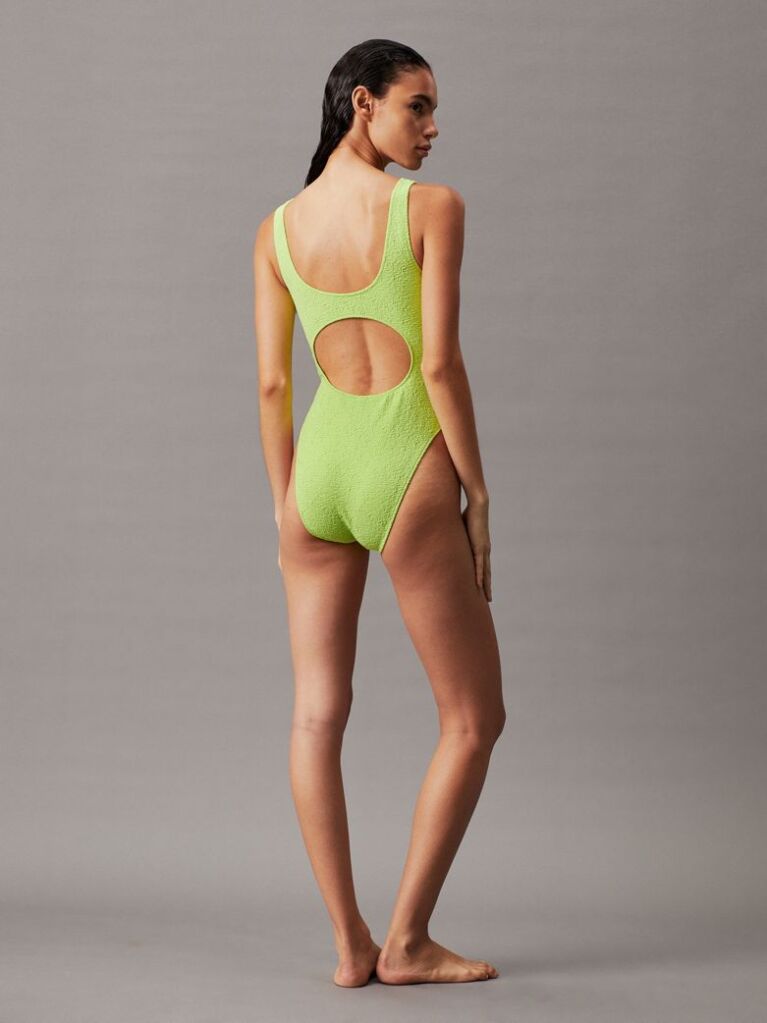 Green Cut Out Swimsuit - CK Monogram Texture  Women