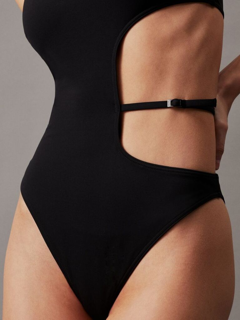 Black Cut Out Swimsuit - CK Micro Belt  Women