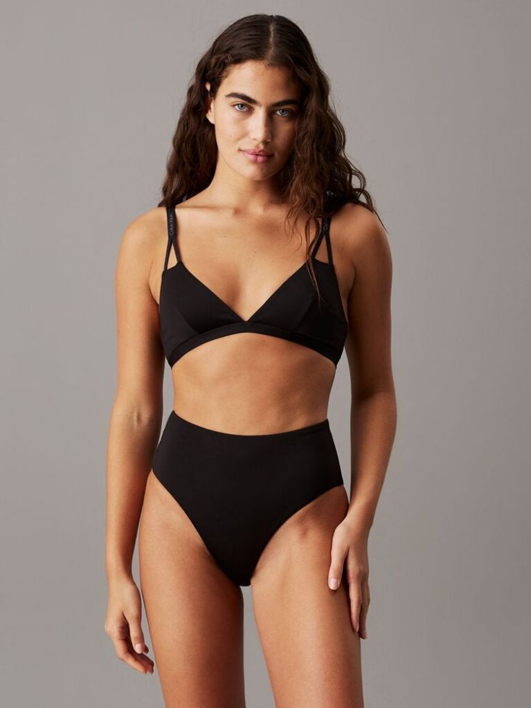 Black Triangle Bikini Top - CK Split Elastic  Women