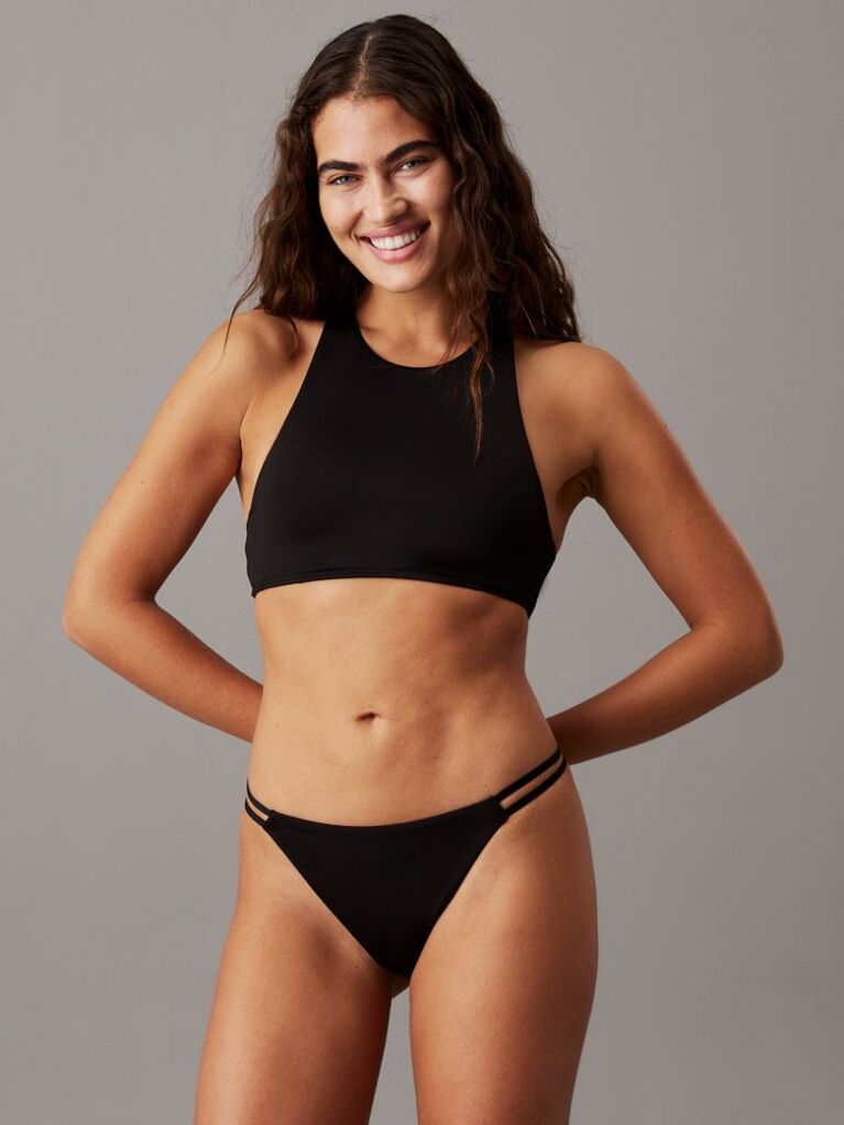 Black Brazilian Bikini Bottoms - CK Split Elastic  Women