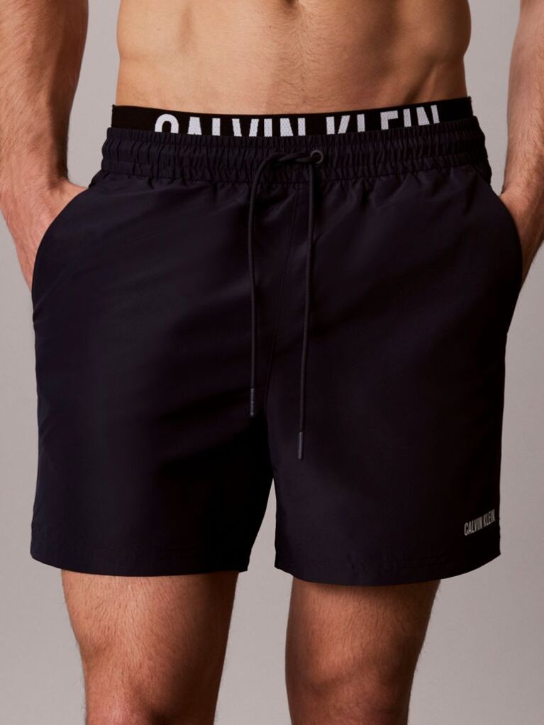 Black Double Waistband Swim Shorts - Intense Power  Men