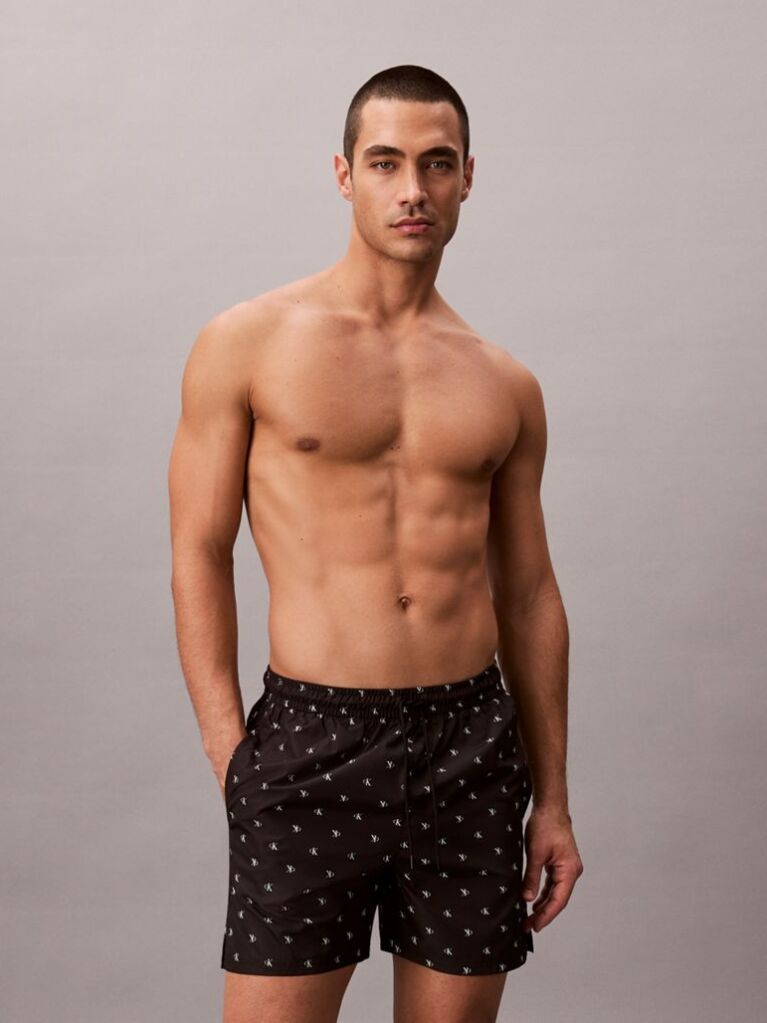 Black Solid Swim Shorts  Men