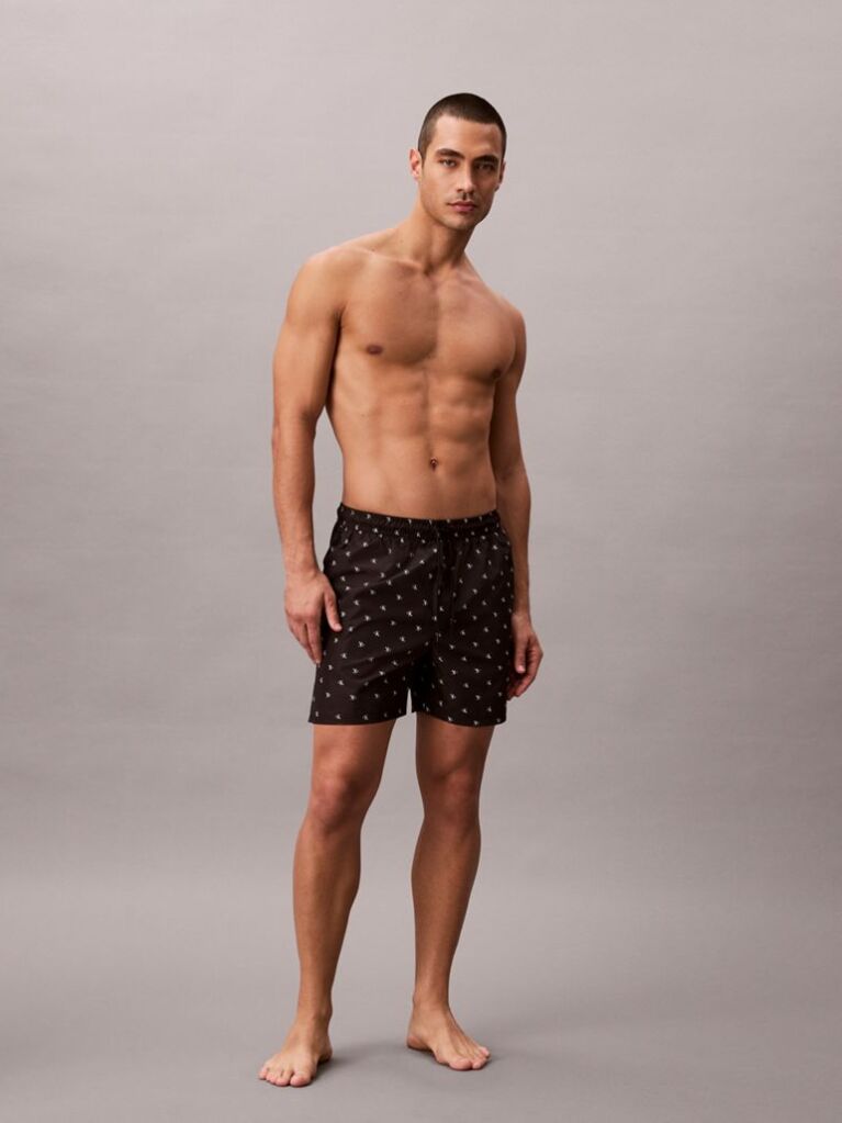 Black Solid Swim Shorts  Men