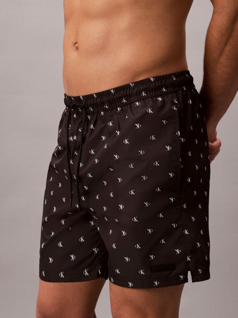 Black Solid Swim Shorts  Men