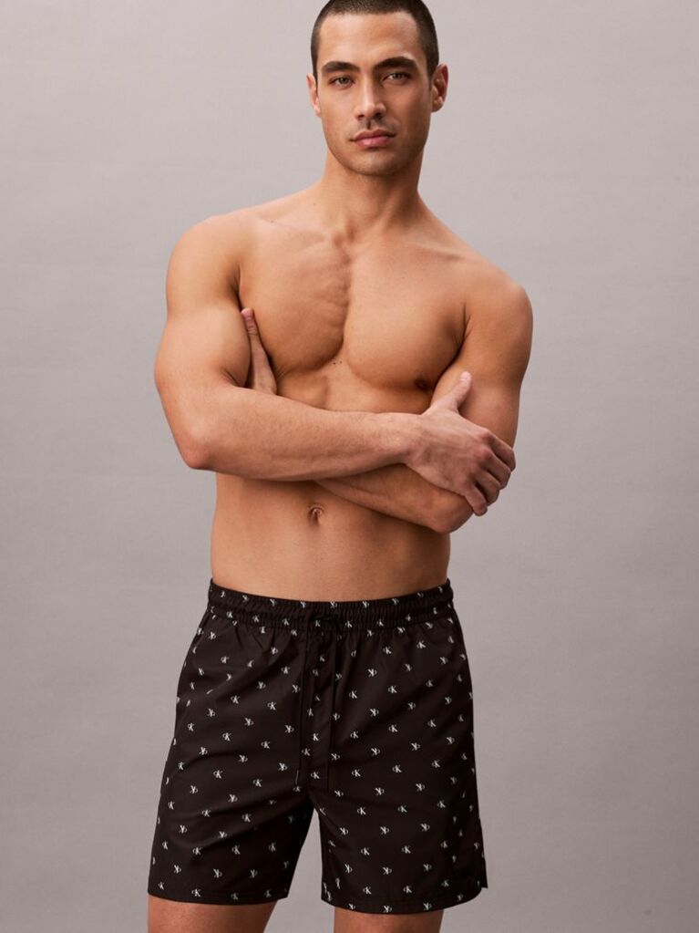 Black Solid Swim Shorts  Men