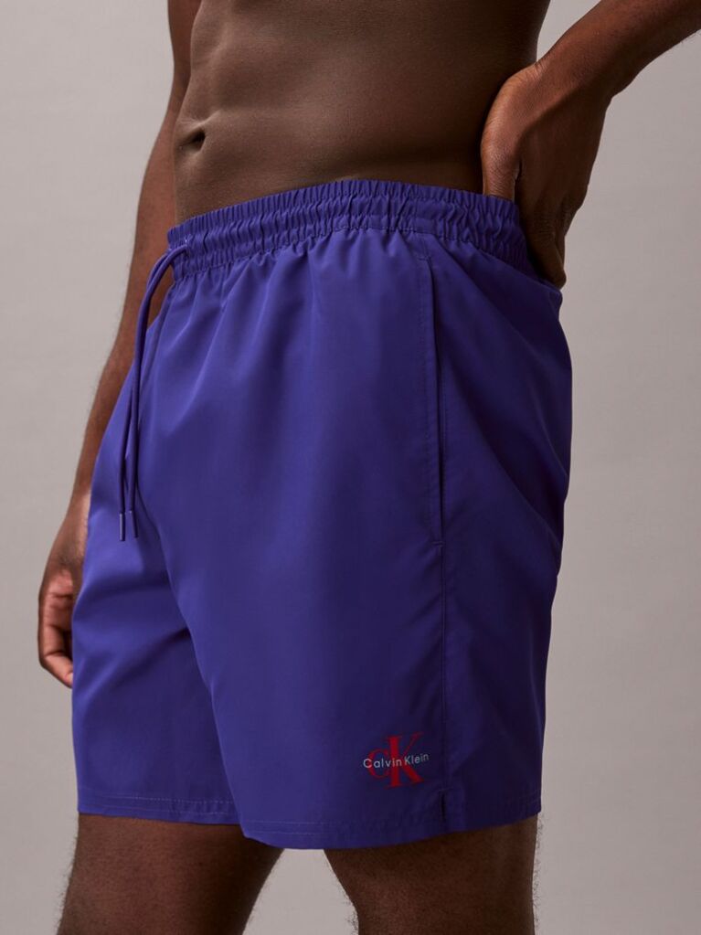 Blue Medium Drawstring Swim Shorts - CK Monogram  Men