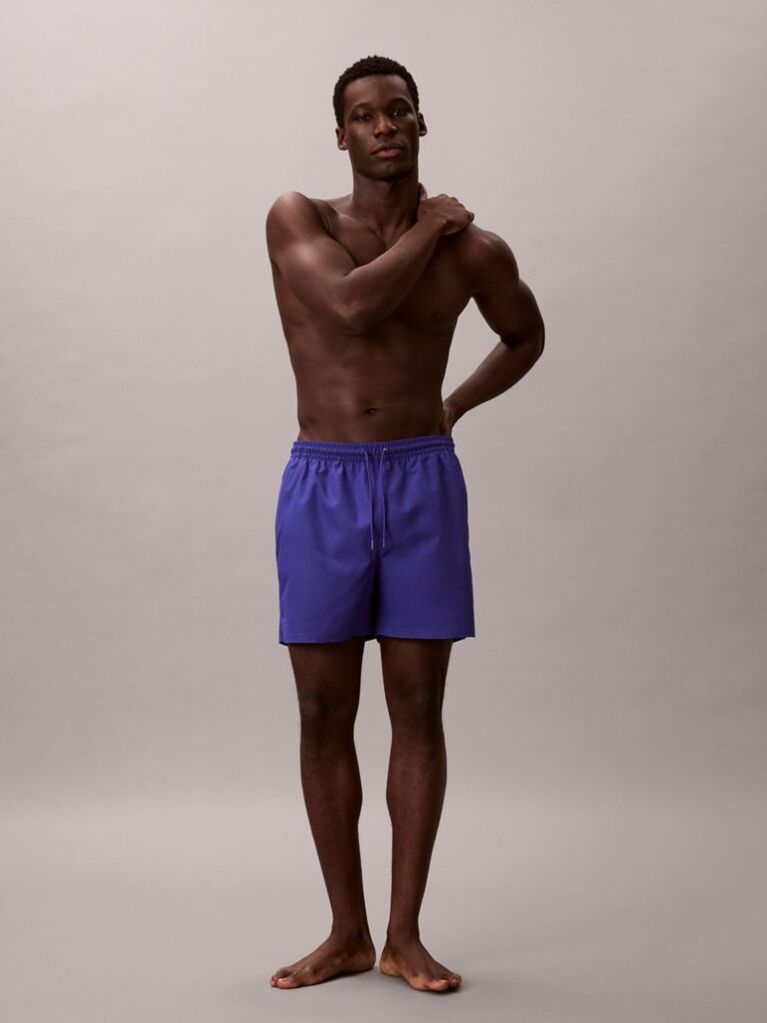 Blue Medium Drawstring Swim Shorts - CK Monogram  Men
