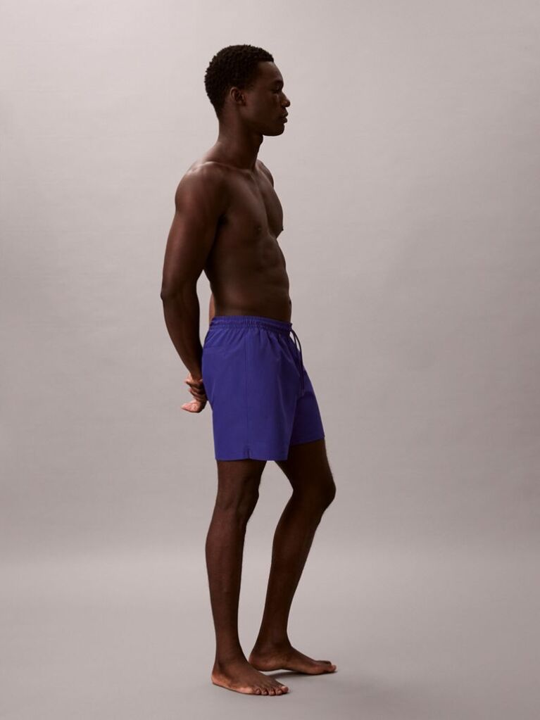 Blue Medium Drawstring Swim Shorts - CK Monogram  Men