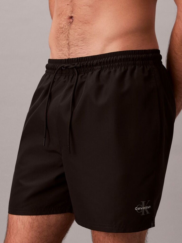 Black Medium Drawstring Swim Shorts - CK Monogram  Men