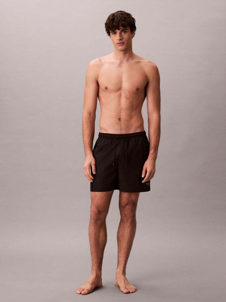Black Medium Drawstring Swim Shorts - CK Monogram  Men