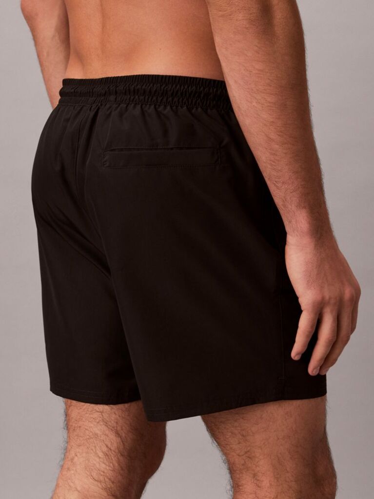 Black Medium Drawstring Swim Shorts - CK Monogram  Men