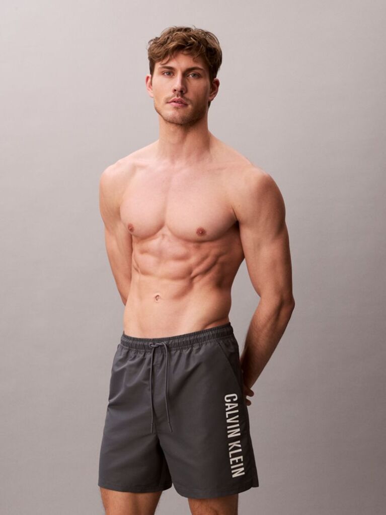 Grey Medium Drawstring Swim Shorts - Intense Power  Men