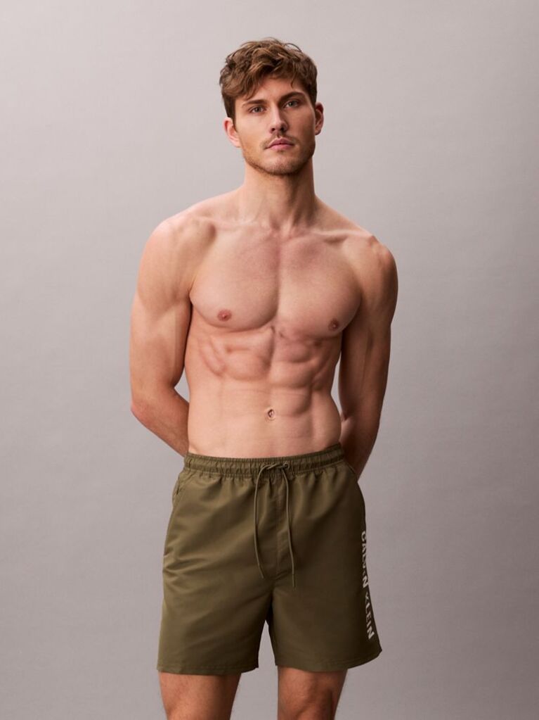 Green Medium Drawstring Swim Shorts - Intense Power  Men
