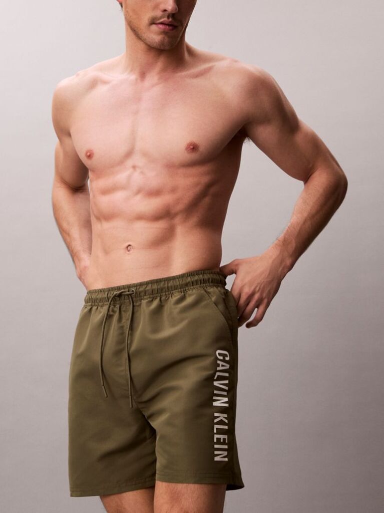 Green Medium Drawstring Swim Shorts - Intense Power  Men