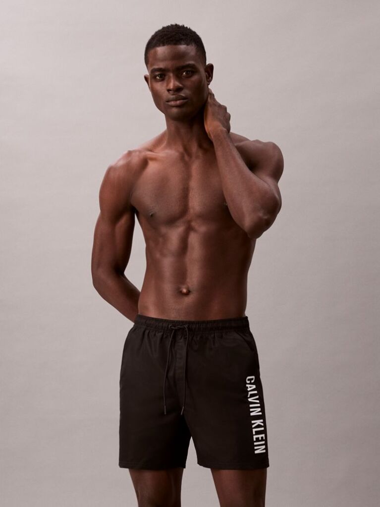 Black Medium Drawstring Swim Shorts - Intense Power  Men