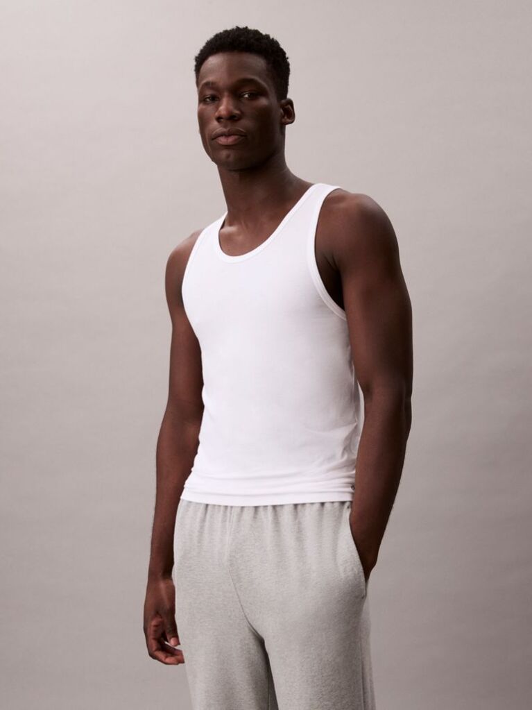 White 3 Pack Lounge Tank Tops  Men