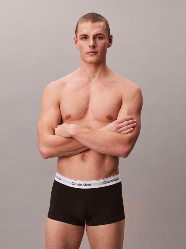Black 3 Pack Low Rise Trunks - Icon Cotton Stretch  Men