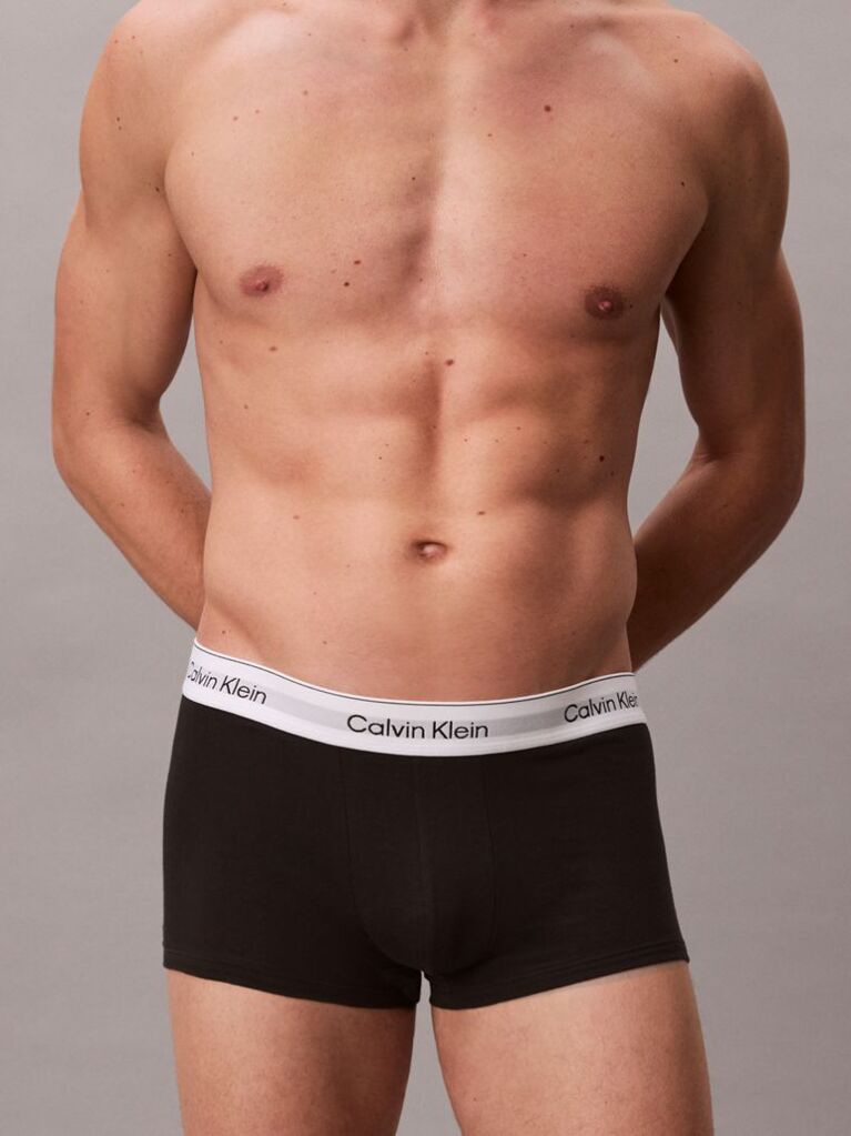 Black 3 Pack Low Rise Trunks - Icon Cotton Stretch  Men