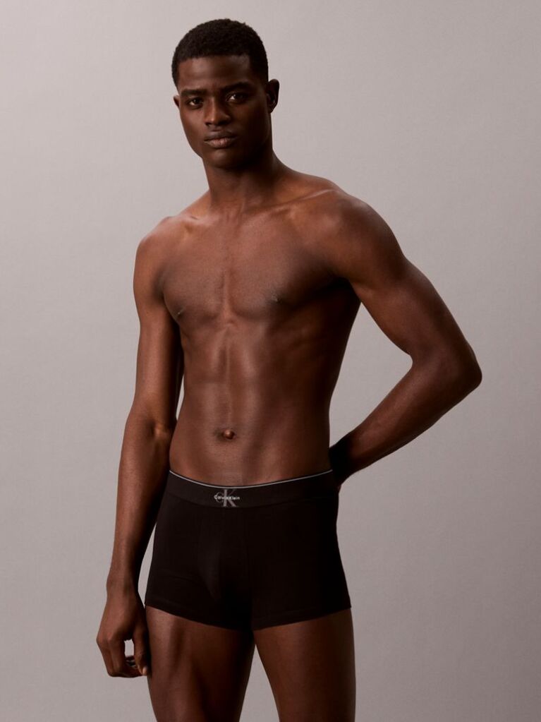 Black Graphic Monogram Cotton Stretch Trunks  Men