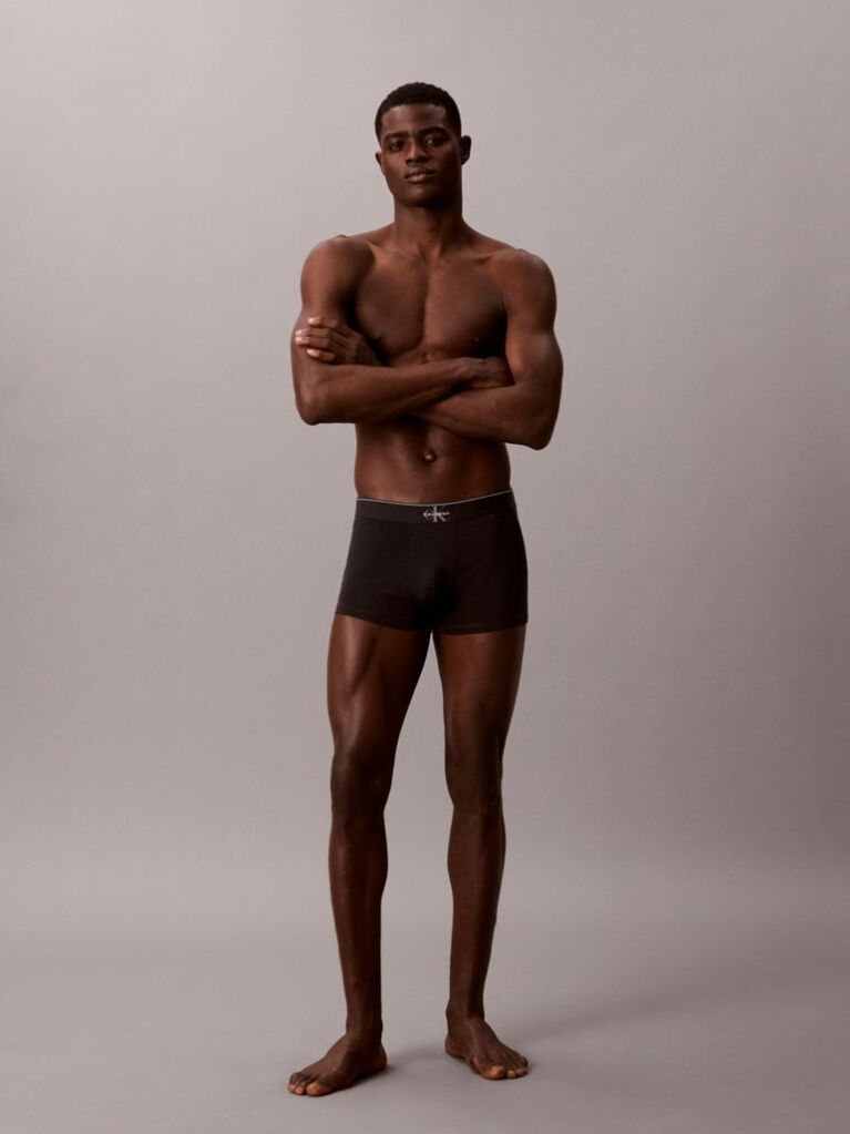 Black Graphic Monogram Cotton Stretch Trunks  Men