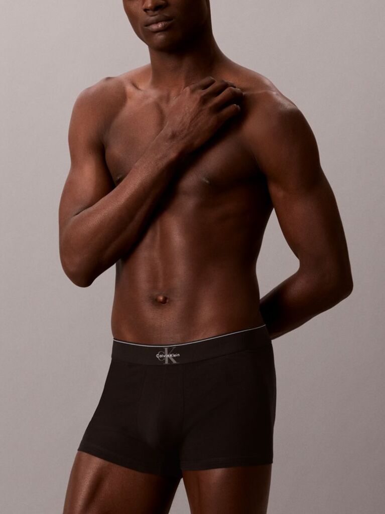 Black Graphic Monogram Cotton Stretch Trunks  Men