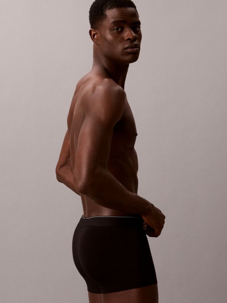Black Graphic Monogram Cotton Stretch Trunks  Men